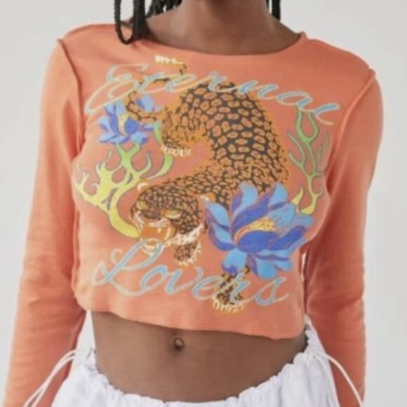 Urban Outfitters Tops - Urban Outfitters Top eternal lovers tiger graphic crop womens Orange (small) y2k
